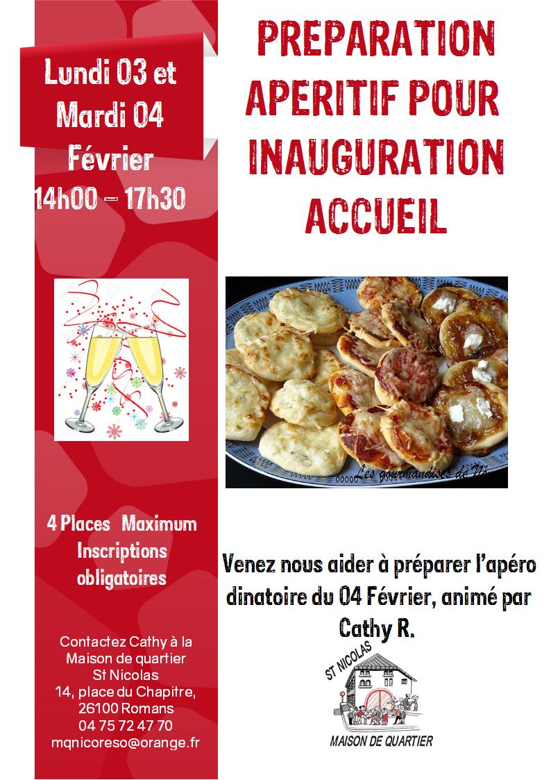 affiche Prépa apéro inaug accueil 3 et 4 février